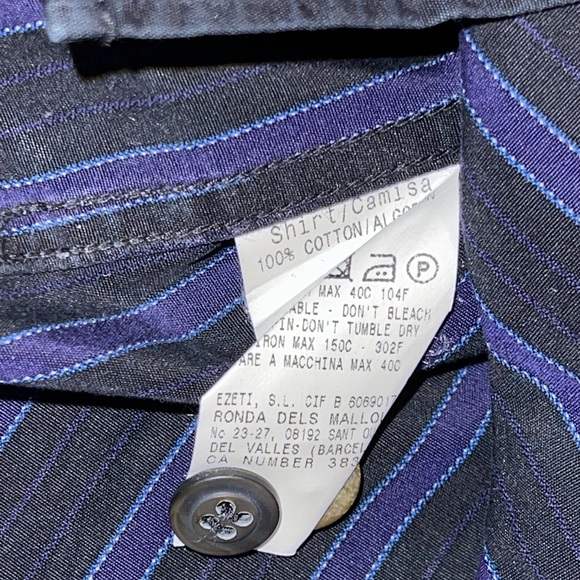 Ermenegildo Zegna Men’s Black & Blue Dress Shirt Size Medium - Picture 4 of 4